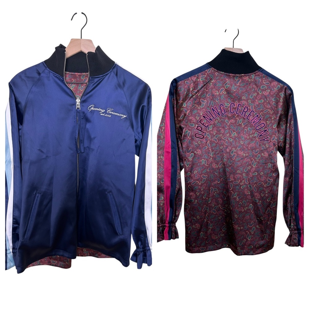 OPENING CEREMONY Reversible Satin Bomber Track Jcket Paisley Navy XS F18AJH11125